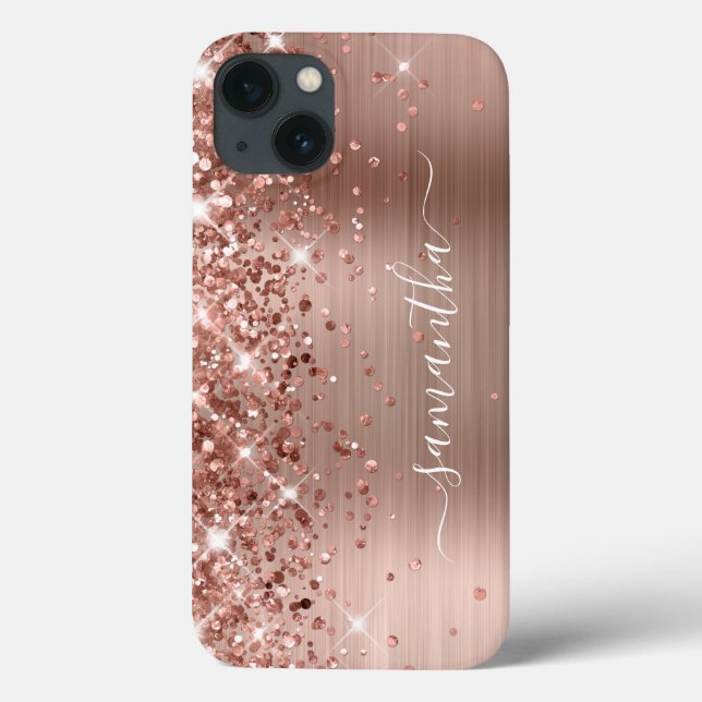 Glitterie Rose Goldene Foil Moderne Giro Signatur Case-Mate iPhone Hülle (Rückseite)