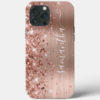 Glitterie Rose Goldene Foil Moderne Giro Signatur