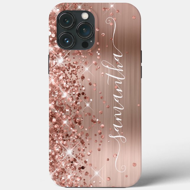 Glitterie Rose Goldene Foil Moderne Giro Signatur Case-Mate iPhone Hülle (Rückseite)