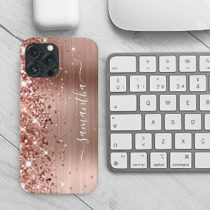 Glitterie Rose Goldene Foil Moderne Giro Signatur Case-Mate iPhone Hülle