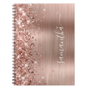 Glitterie Rose Goldene Foil Moderne Giro Signatur Notizblock