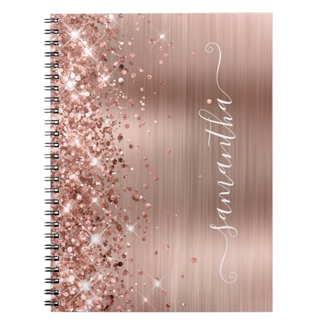 Glitterie Rose Goldene Foil Moderne Giro Signatur Notizblock (Vorderseite)