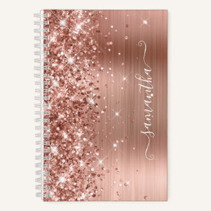 Glitterie Rose Goldene Foil Moderne Giro Signatur Notizbuch