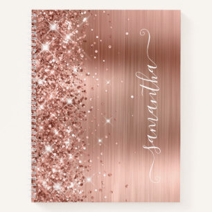 Glitterie Rose Goldene Foil Moderne Giro Signatur Notizbuch