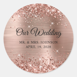 Glitterie Rose Goldene Foil Runder Aufkleber