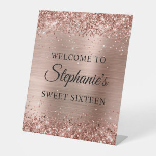 Glitterie Rose Goldene Forelle 16 . Geburtstag Sockelschild