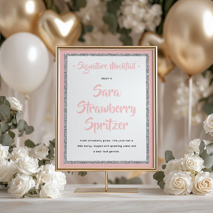 Glitterie Silver Frame Signature Mocktail Rosa Poster
