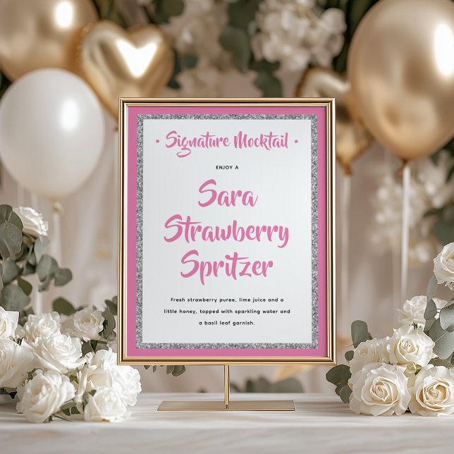 Glitterie Silver Frame Signature Mocktail Rosa Poster (Von Creator hochgeladen)