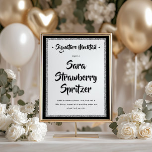 Glitterie Silver Frame Signature Mocktail Schwarz Poster