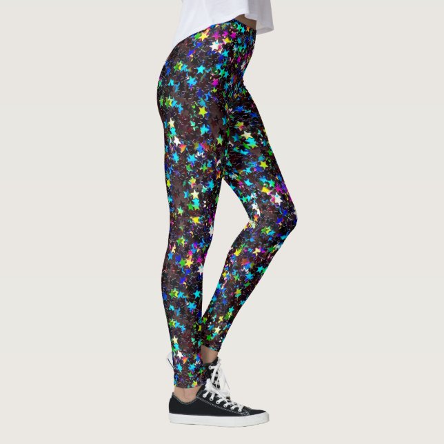 Glitterie Sterne auf schwarz Leggings (Rechts)
