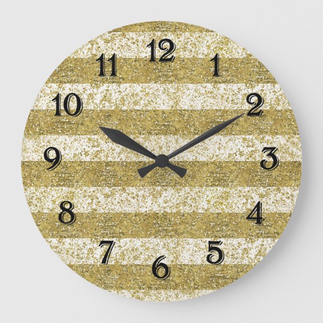 Glitterie Streifen Große Wanduhr (Vorderseite)