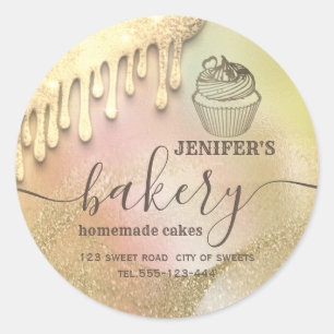 Glitterie Tropfens cupcake Koch Script Bäckerei Kl Runder Aufkleber