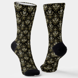 Glitterie Vintage Blumendampf auf schwarz Socken