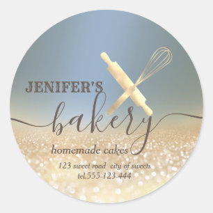 Glitterie Walzen Button & Whisk Koch Skript-Bäcker Runder Aufkleber