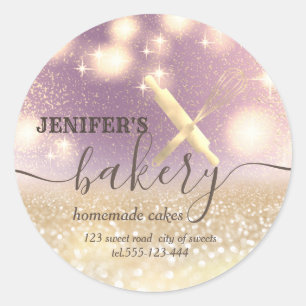 Glitterie Walzen Button & Whisk Koch Skript-Bäcker Runder Aufkleber