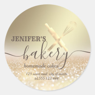 Glitterie Walzen Button & Whisk Koch Skript-Bäcker Runder Aufkleber
