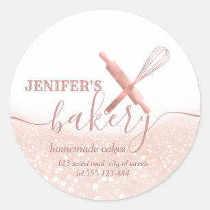 Glitterie Walzen Button & Whisk Koch Skript-Bäcker Runder Aufkleber
