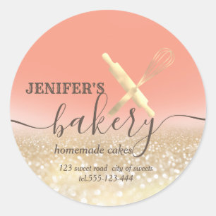 Glitterie Walzen Button & Whisk Koch Skript-Bäcker Runder Aufkleber