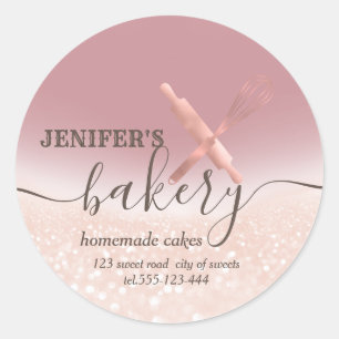 Glitterie Walzen Button & Whisk Koch Skript-Bäcker Runder Aufkleber