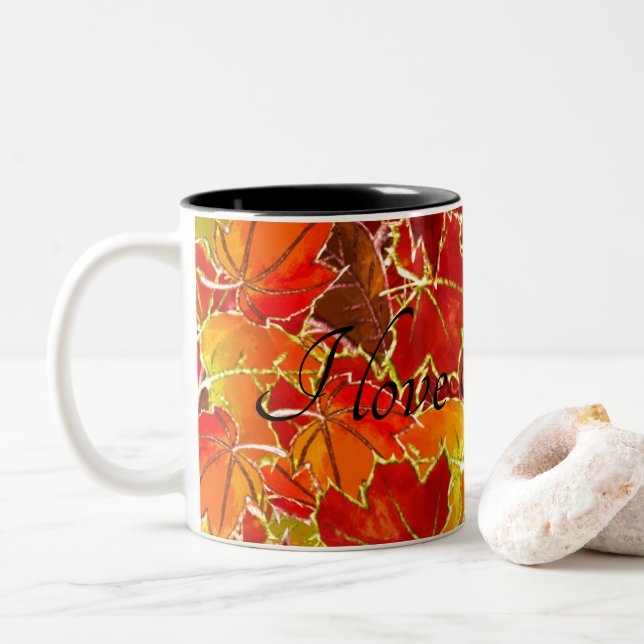 Glitteriefall/Herbstleber Zweifarbige Tasse (Mit Donut)