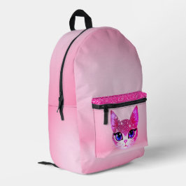 Glittering Cat Face Bedruckter Rucksack