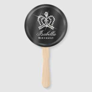 Glittering Crown Black Fächer