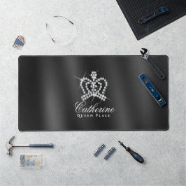 Glittering Crown Black Satin Schreibtischunterlage