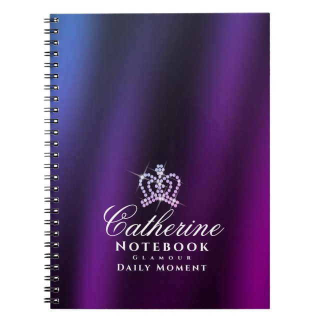 Glittering Crown Blue Lila Notizblock (Vorderseite)