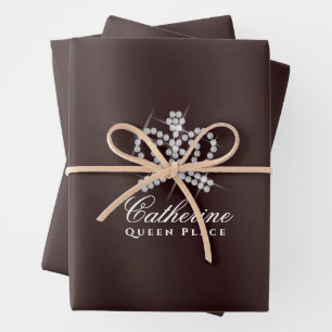Glittering Crown Brown Geschenkpapier Set