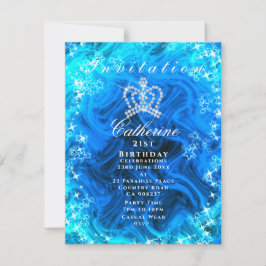 Glittering Crown Gradient Aqua Einladung