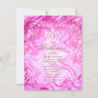 Glittering Crown Gradient Pink Einladung