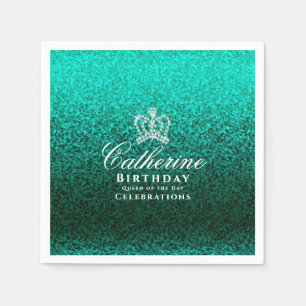 Glittering Crown Green Serviette
