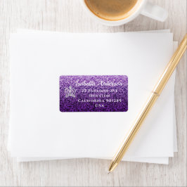 Glittering Crown Lila Lilac Address Label Adressaufkleber