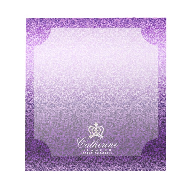 Glittering Crown Lila Notepad Notizblock (Vorderseite)