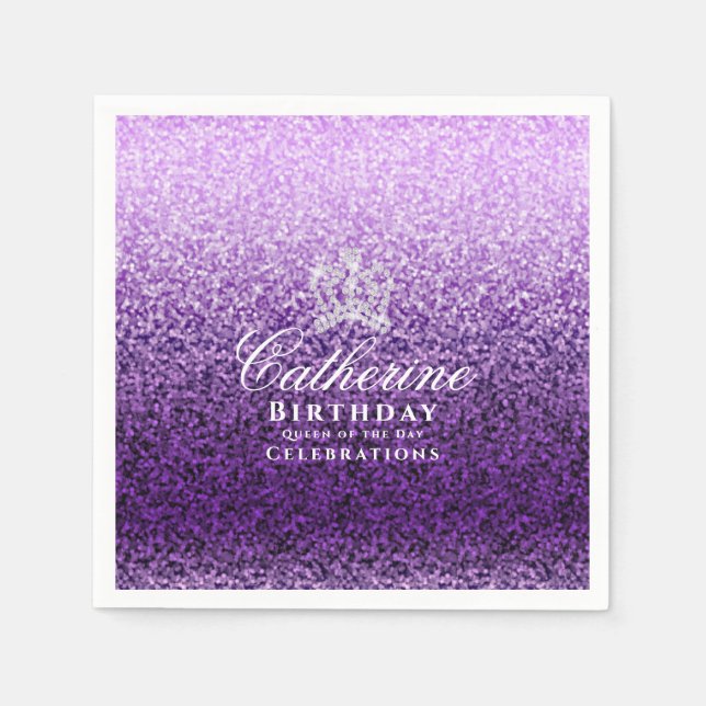Glittering Crown Lila Serviette (Vorderseite)