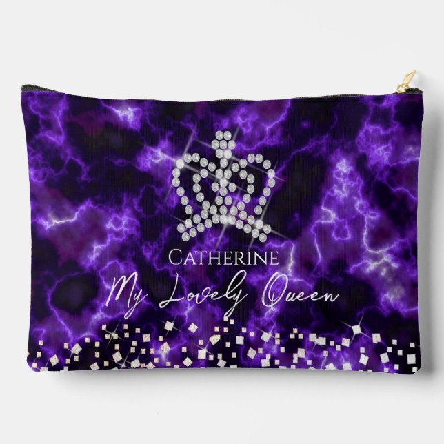 Glittering Crown Lila Zubehörtasche (Rückseite)