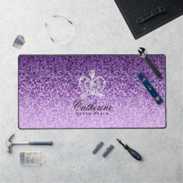 Glittering Crown Luxury Lila Schreibtischunterlage