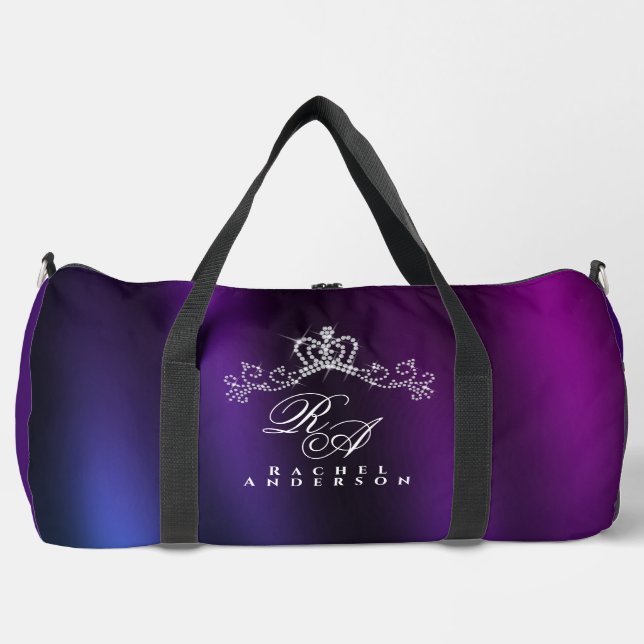 Glittering Crown Monogram Lila Blue Duffle Bag (Vorderseite)