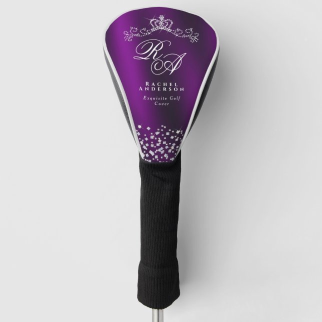 Glittering Crown Monogram Magenta Golf Headcover (Vorderseite)