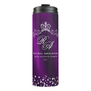 Glittering Crown Monogram Magenta Thermosbecher