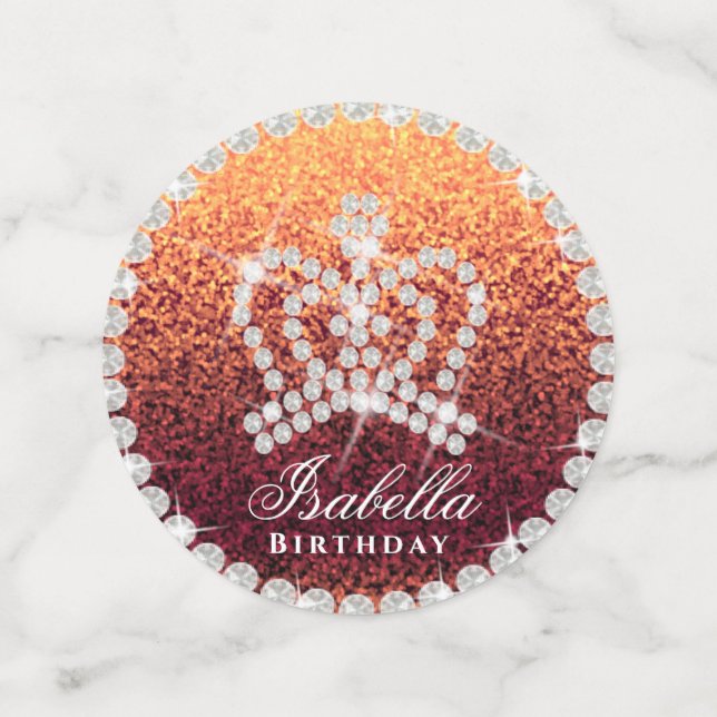 Glittering Crown Red Gold Table Confetti Konfetti (Mittel Vorderseite)