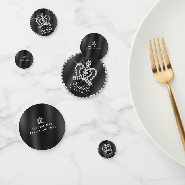 Glittering Crown Schwarz-weiß Table Confetti Konfetti (Gruppe)