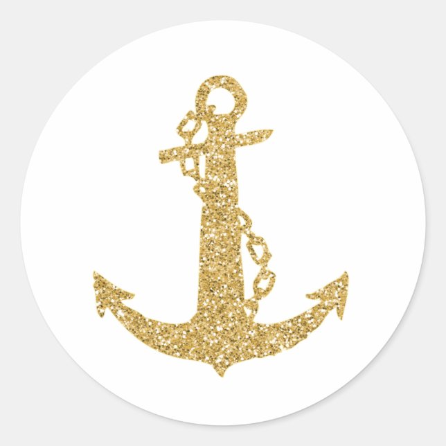 Glittering Gold Anchor Runder Aufkleber (Vorderseite)
