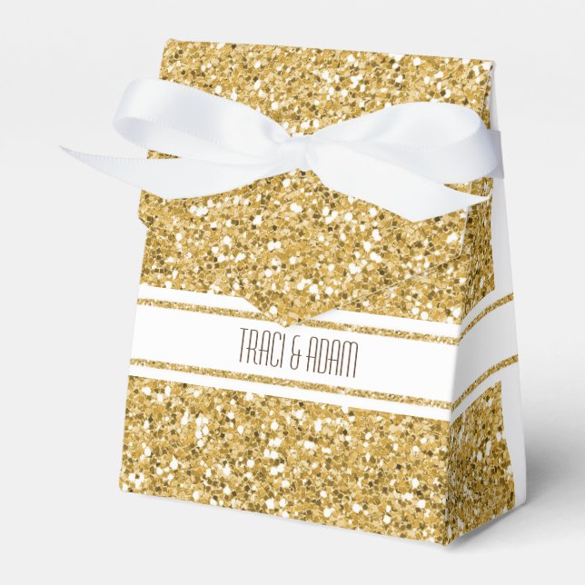Glittering Gold Box - Champagner & Kronleuchter Geschenkschachtel (Vorderseite)