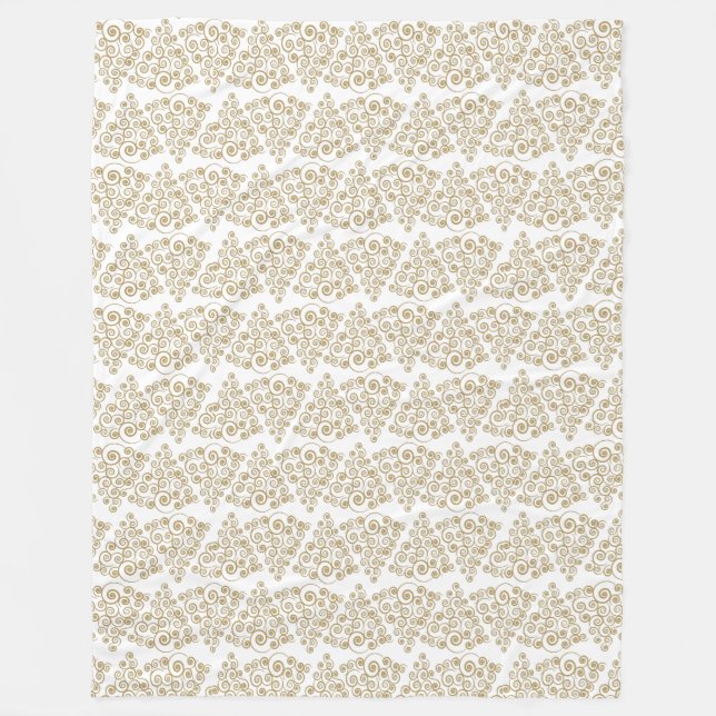 Glittering Gold CurlyQue Weihnachtsbaum Fleecedecke (Vorderseite)