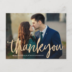 Glittering Gold Wedding Vielen Dank Foto Post Card Postkarte