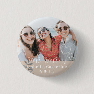 Glittering Hearts Besties Foto Button