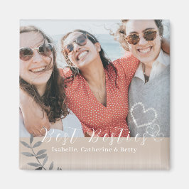 Glittering Hearts Besties Foto Magnet