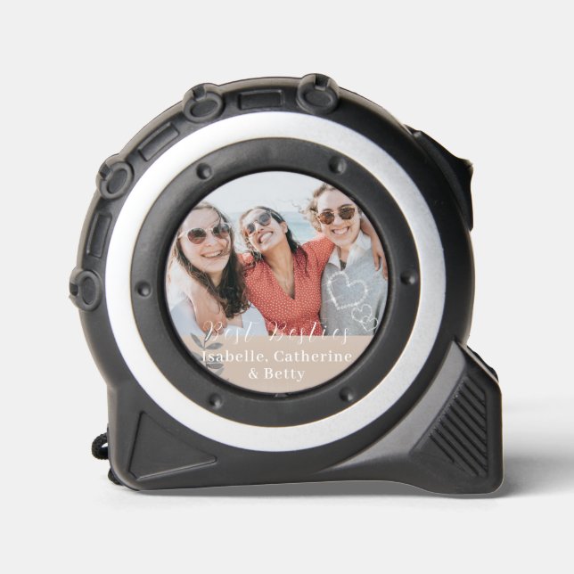 Glittering Hearts Besties Foto Maßband (Vorderseite)