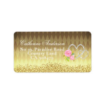 Glittering Hearts Floral Gold